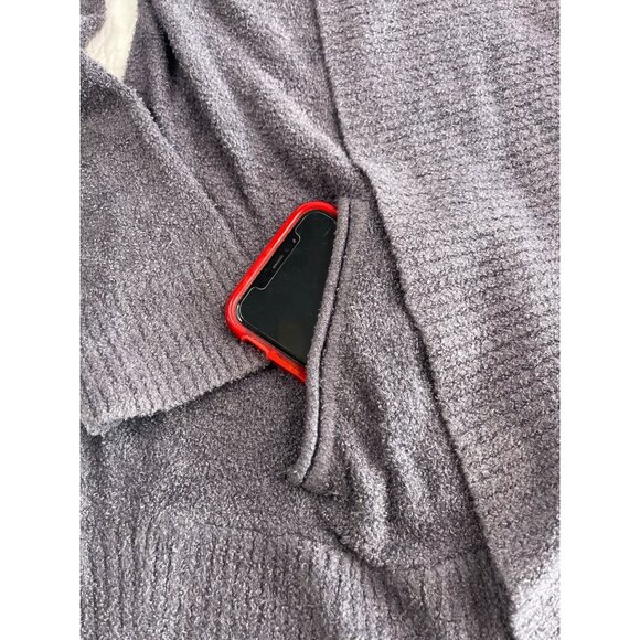 Barefoot Dreams CozyChic Lite Cardigan Plus SZ 2X Open Front Gray Pockets - Picture 7 of 10